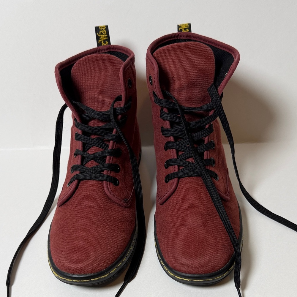 Dr. Martens Men's Red Canvas Lace-Up Boots